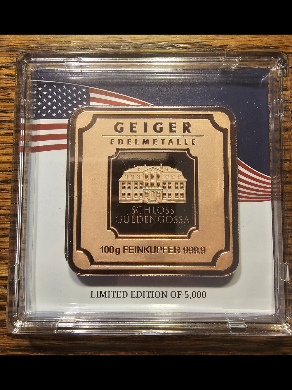Geiger Edelmetalle 100g Copper Square - .999 Copper Finish
